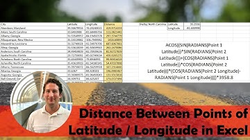 Equation for Finding the Distance Between Points of Latitude & Longitude in Excel