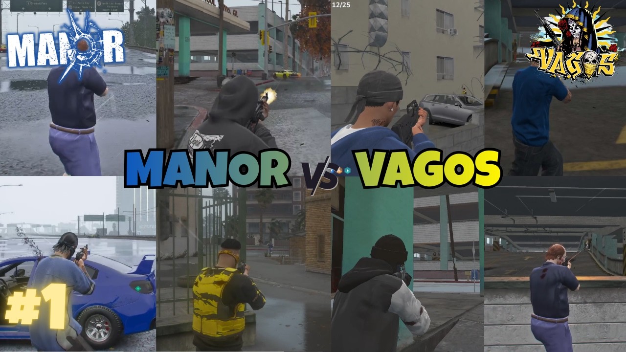 Первый бой между Manor и Vagos на Olympic Fwy/GG Parkade | MULTIPOV | NOPIXEL 4.0 GTA RP