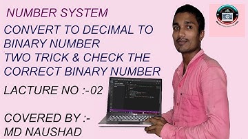#NUMBER SYSTEM #CONVERT DECIMAL TO BINARY NUMBER CONVERSION TWO TRICK & CHECK CORRECT BINARY