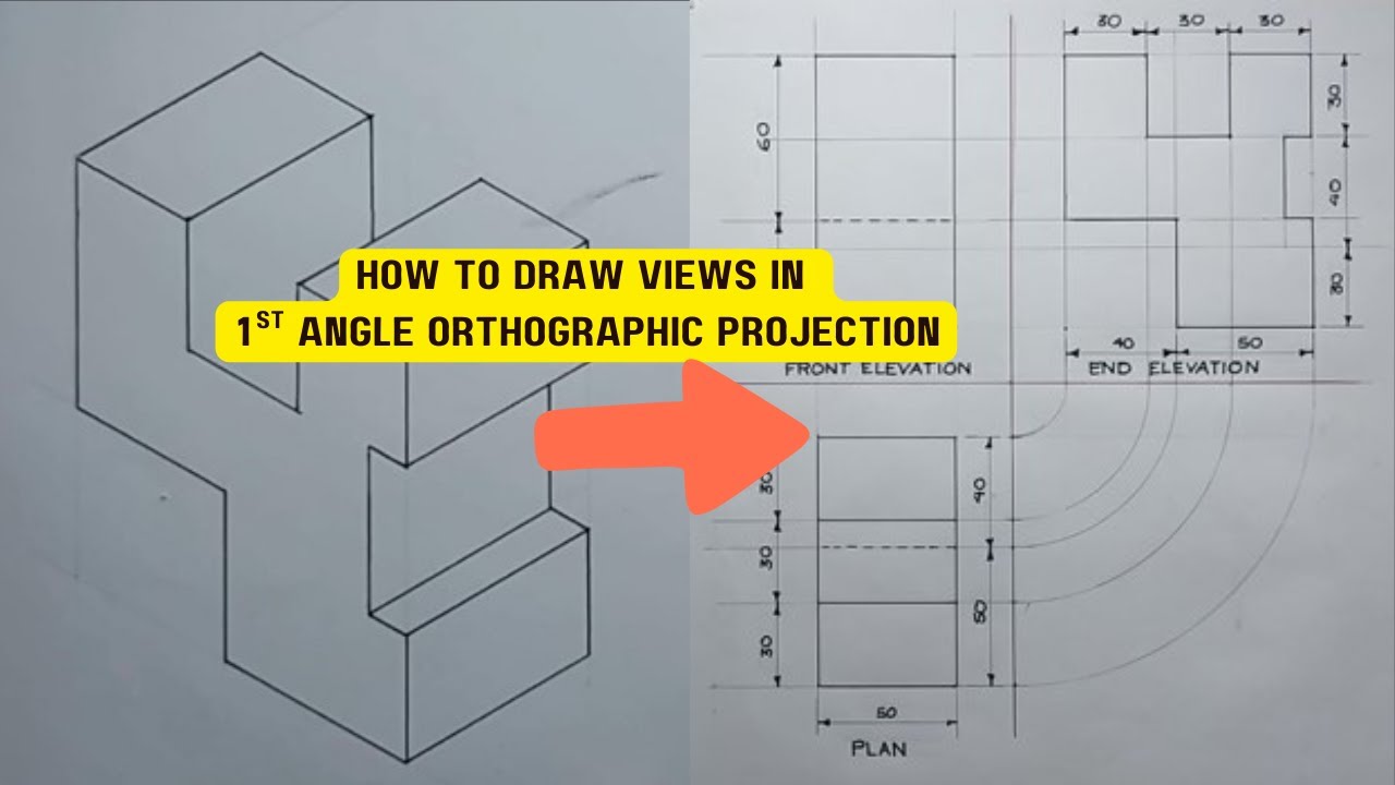 Orthographic Projection from isometric view in Engineering Drawing ...