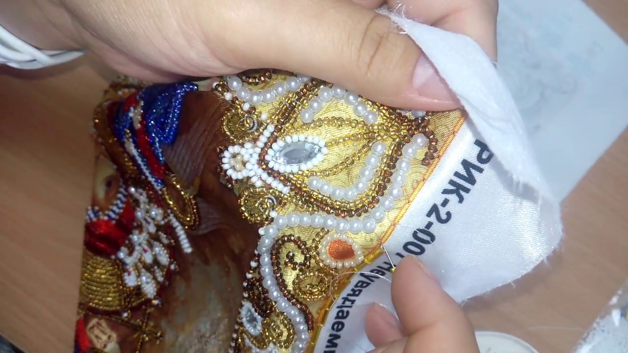 Моя вышитая икона.  Мастер- класс - как пришить стеклярус ,камни ,бисер "вприкреп".