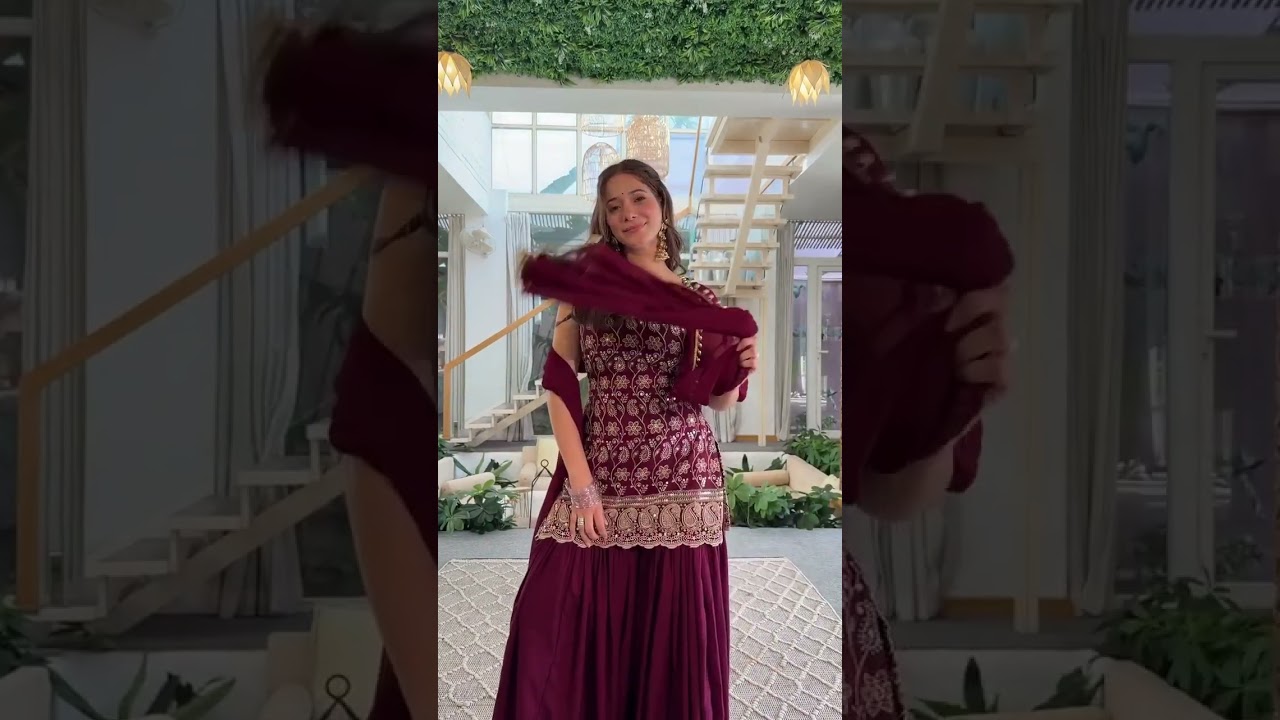 Wine Faux Georgette Suit