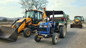 2 Jcb 3dx Backhoe Loading red mud in Trolly Eicher 380 Tractor | Jcb Working for Road Construction