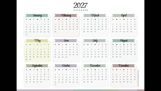 Printable Muted Ribbon 2027 Calendar | Free A4, Letter, Landscape & Portrait PDF screenshot 4