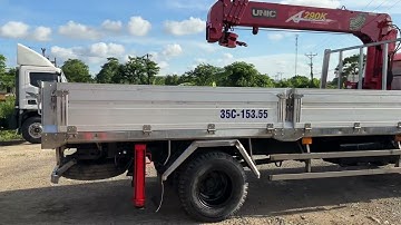 Xe Hino 3,5 tấn lắp cẩu Unic 290, 5 khúc, có chân sau hàng Nhật bãi xe có sẵn tại xe cẩu Phong Ký