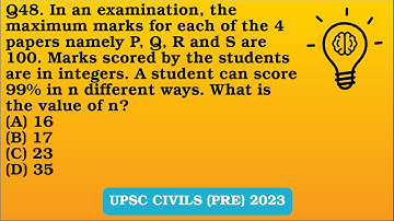Q48 (2023). In an examination, the maximum marks for each of the 4 papers namely P, Q, R and S are..