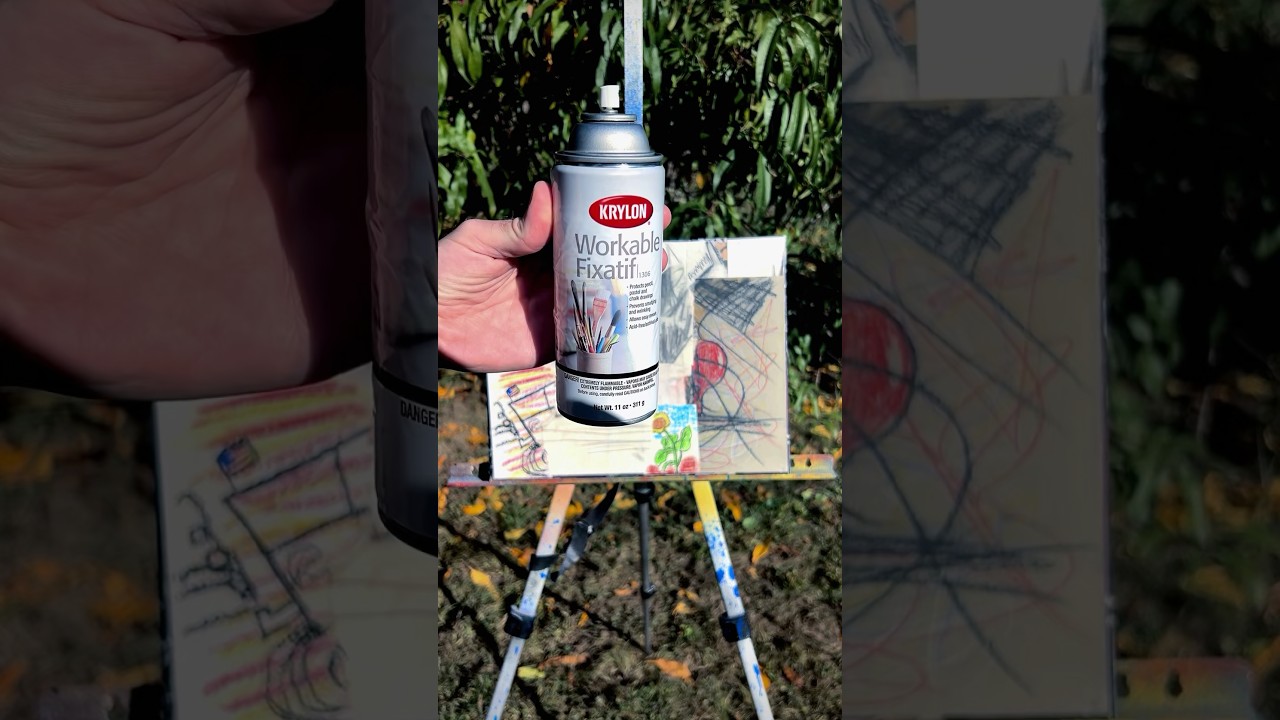 Spraying Krylon Workable Fixatif Art Talk No.4. Mixedmedia Collage Art