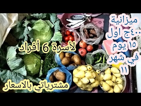 ميزانية شهر ١١ ب٤٠٠ج أول ١٥ يوم في الشهر تكفي ٦ أفراد مشترياتي بالاسعار وعملت حساب خزين رمضان 2026 