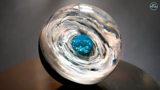 Resin art sphere, [ space in the sphere ], Epoxy resin. 3D RESIN Art. DIY