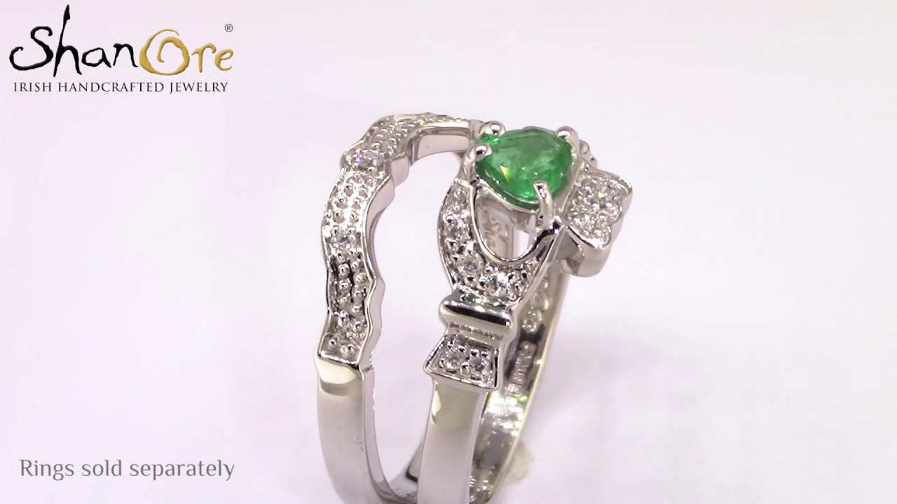 Ladies Claddagh With Emerald And Diamond