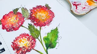 The watercolor lantana is three different ways