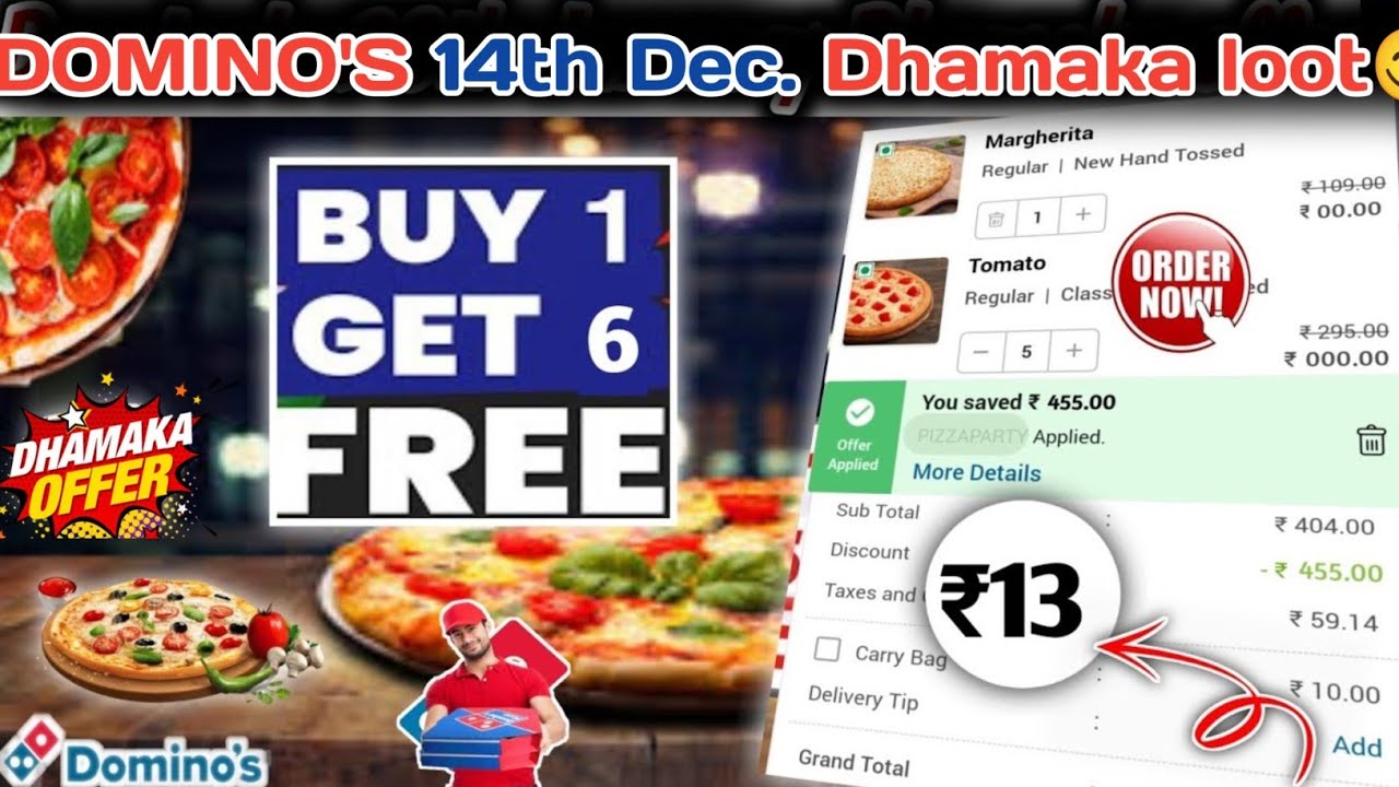 6 pizza🍕🆓🆓🆓 मे🎉(WEEKEND SPECIAL🤯Domino's pizza offerdominos pizza