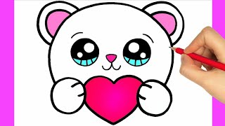 Kawaii Eisbär malen - Kawaii Bilder zum Nachmalen