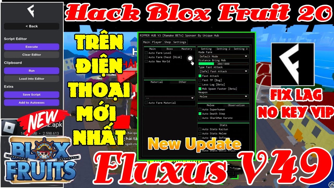 Blox Fruits 18 RACE V4 ] Cách Cài Client Fluxus V10 GET KEY Thành