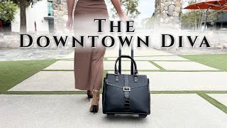 The Downtown Diva Black Rolling Laptop Bag | Sleek, Professional, and Travel-Ready Briefcase Tote