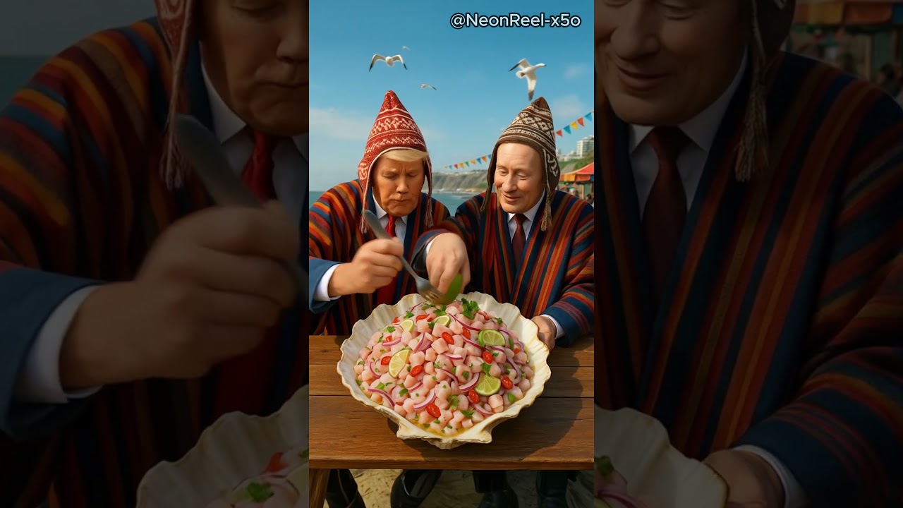Trump & Putin Eat the World’s Largest Ceviche in Peru! 🌊😂 | Seaside Feast |ai video 