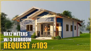SIMPLE HOUSE DESIGN 8X12 METERS WITH 3 BEDROOM (REQUEST #103)