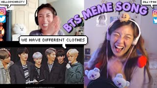 BTS - SO I CREATED A SONG OUT OF BTS MEMES by PawPaw SISTERS REACTION