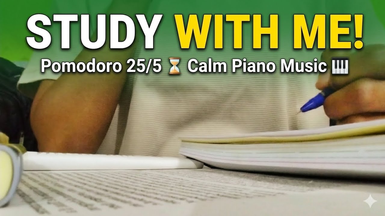 STUDY WITH ME 📓| pomodoro 25/5 ⏰ | calm piano music 🎶 - YouTube