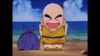 Goku and Master roshi meet Krillin for the first time