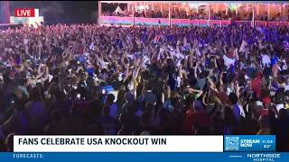 USA soccer fans pack Centennial Olympic Park to watch win over Bosnia in knockout round