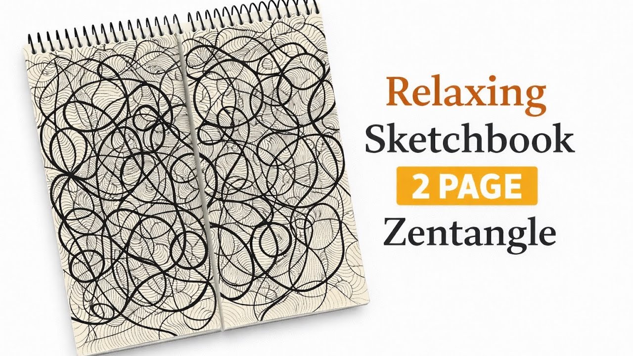 Relaxing Sketchbook Art | 2- Page Zentangle Flower