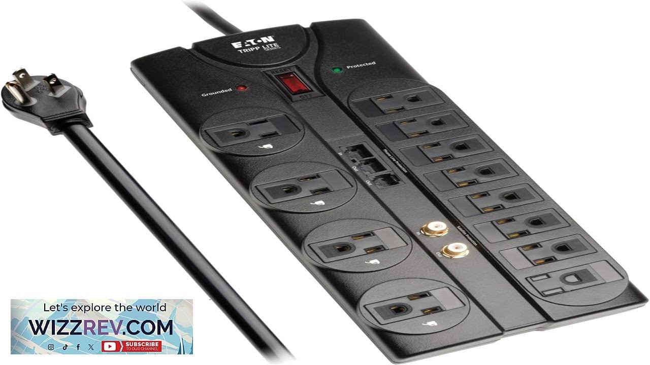 Tripp Lite 12 Outlet Surge Protector Power Strip 8ft Cord Right Angle Plug