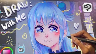 ✿ Draw with me 🌱 Aqua from Konosuba using Clip Studio Paint