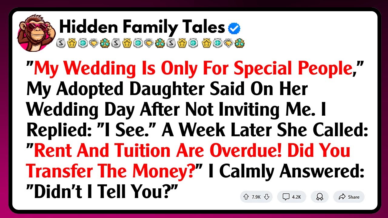 "My wedding is only for special people," my adopted daughter said on her wedding day after not...