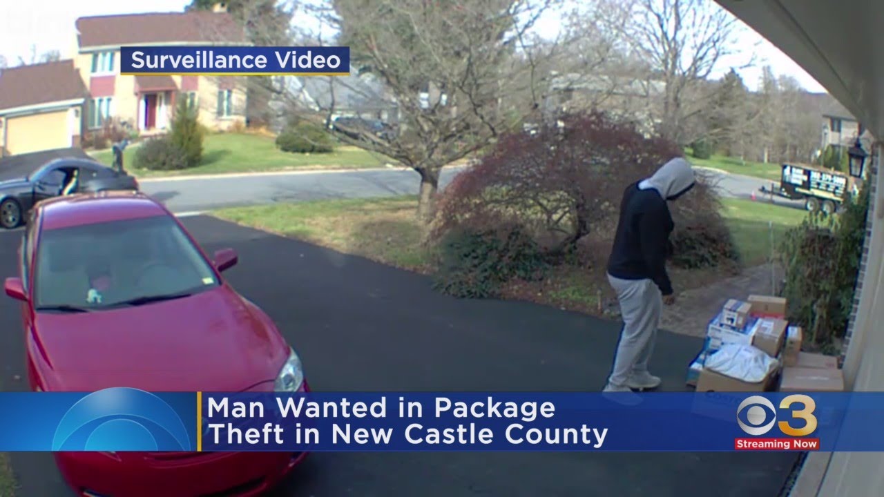 Man wanted in package theft in New Castle County - YouTube