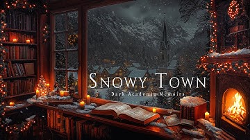 Hazy Window View Over a Snowy Cathedral Town ❄️ Dark Academia Winter Ambience for Reading & Writing