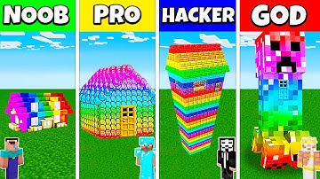 RAINBOW SPECTRITE HOUSE BUILD CHALLENGE - Minecraft Battle NOOB vs PRO vs HACKER vs GOD / Animation
