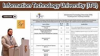 Information Technology University (ITU) Jobs 2025 | Teaching & Non-Teaching Positions 2025 Information Technology University (ITU) Jobs 2025 | Teaching & Non-Teaching Positions 2025