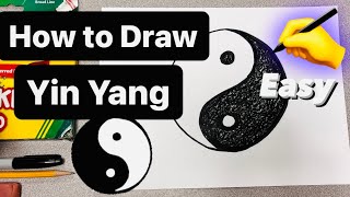 How to Draw a Yin Yang Symbol EASY - for kids #mrschuettesart #drawing