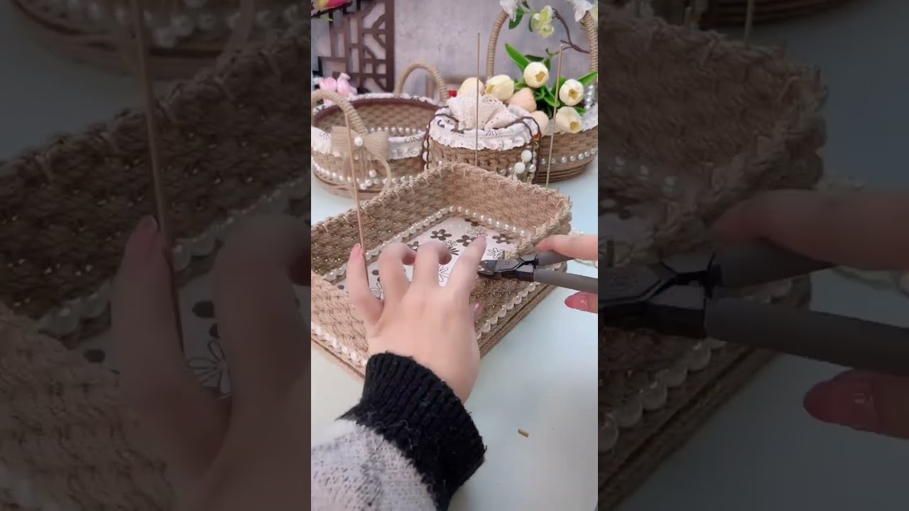 DIY Handle Basket Idea, How to Make a Basket with Jute Rope and Foam Board  11 