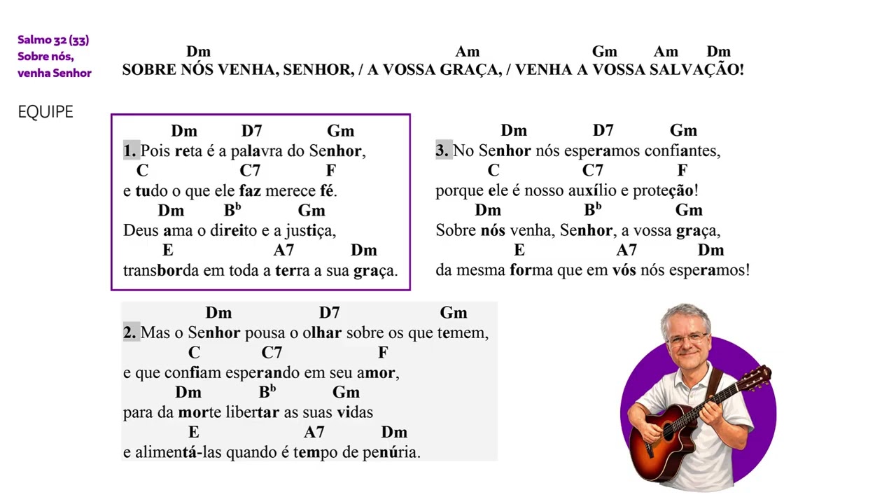 SALMO 32 (33) SOBRE NÓS, VENHA, SENHOR, EQUIPE - cifra