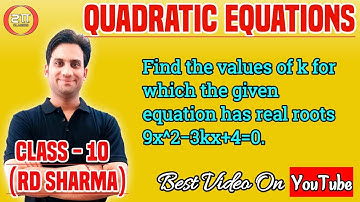 Find the values of k for which the given equation has real roots: 9x^2 + 3kx + 4 = 0.