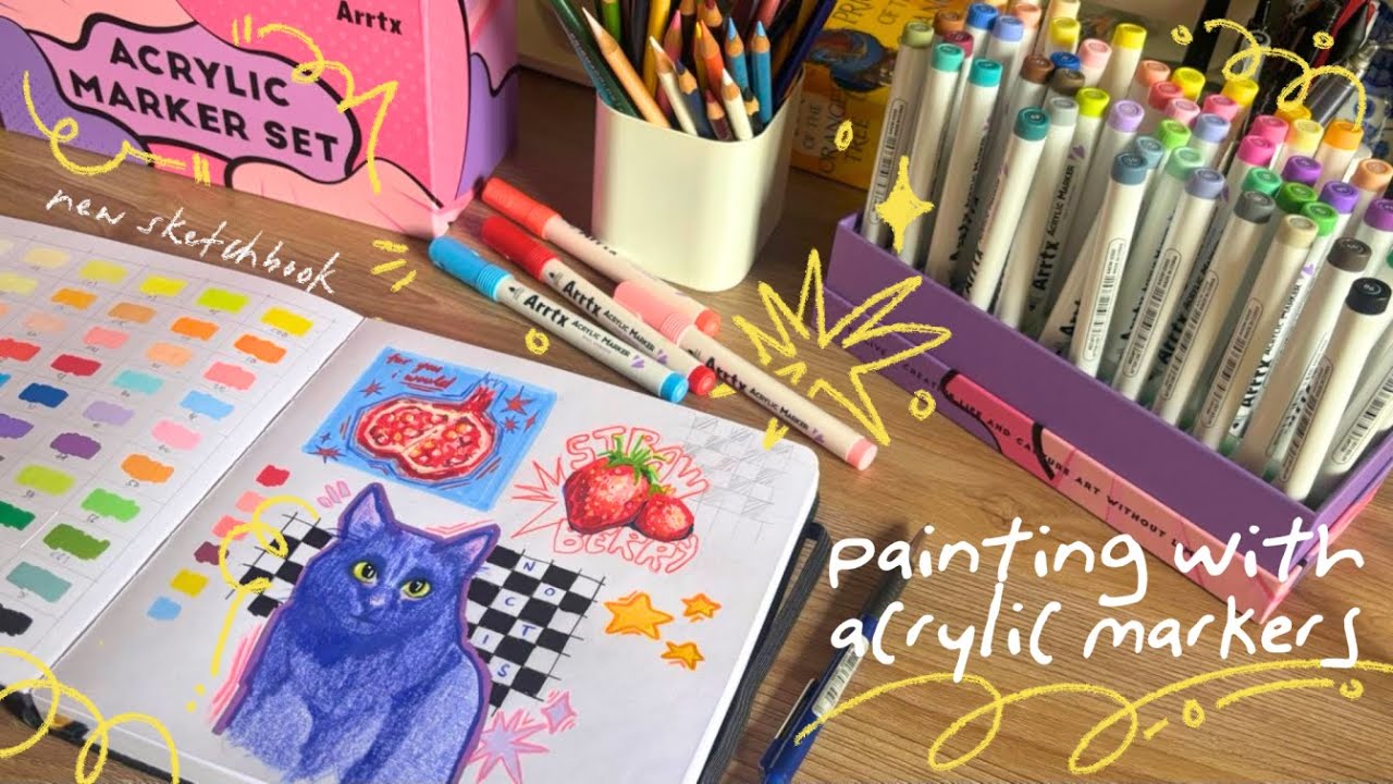 art vlog 🎨 trying out acrylic markers for the first time (ft. arrtx ...