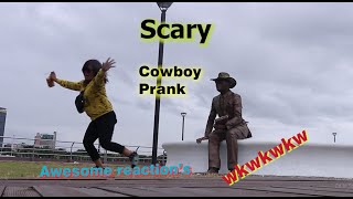 Cowboy prank. Best cowboy prank. best statue scare prank. lelucon koboi prank. luco patung prank.