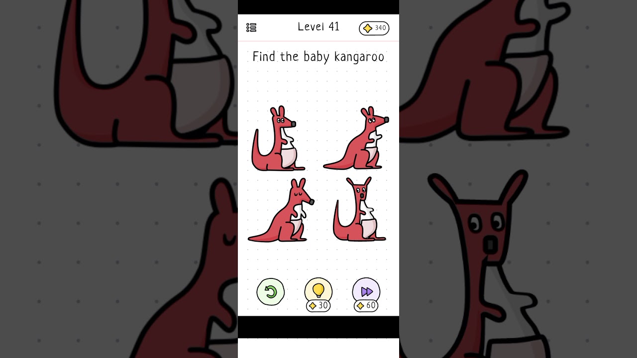 Hit The Brain Level 52 Find the baby kangaroo - Gameplay Solution Walkthrough