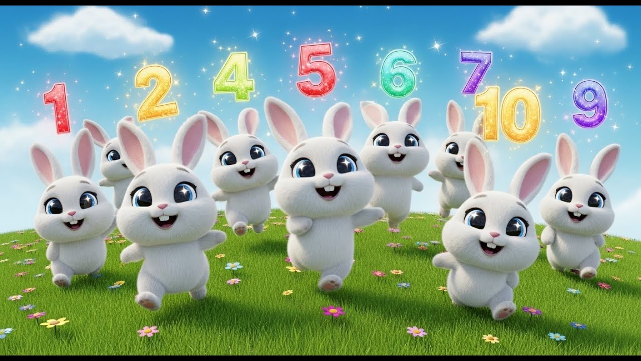 Counting Bouncing Bunnies from 1 to 10 🐇🔢 | Numbers Song for Kids | Learn Counting for Children