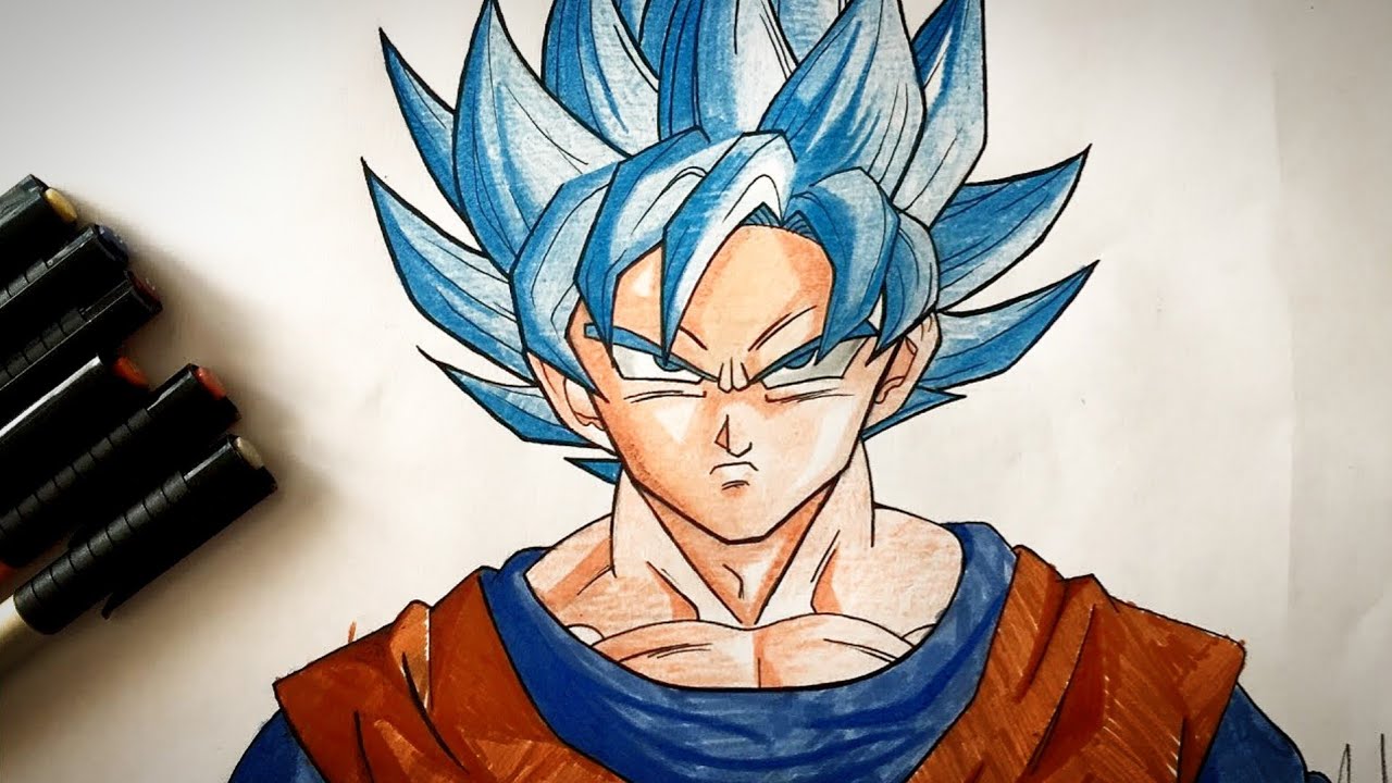 Goku Normal Drawing Blue Hair - wide 6