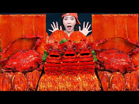 오징어 🦑 팽이버섯 해물찜 불닭 치즈 키조개 먹방 레시피 Enoki Mushrooms Squid Seafood Cheese Penshell Mukbang ASMR Ssoyoung