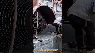 This Granite Block Cutting Machine Uses 40 Blades To Slice Stone Fast #machine #stonecutting