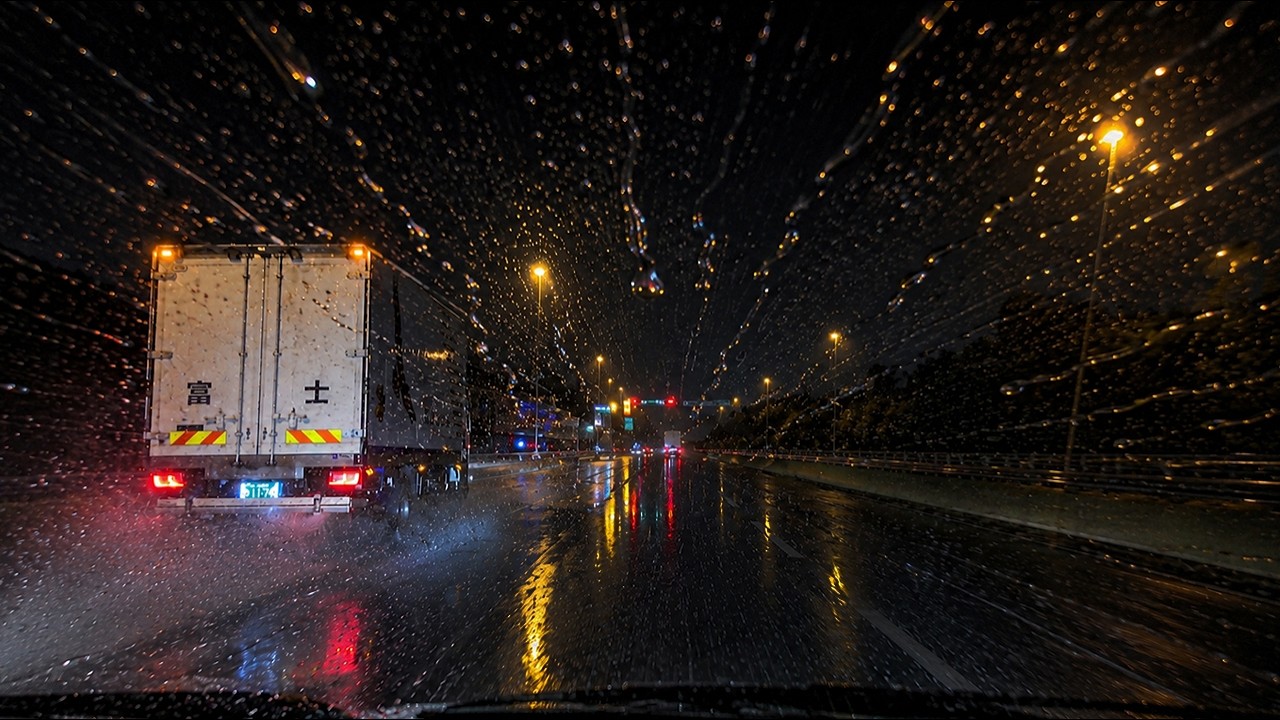 ☔️Late Night Highway Drive in Heavy Rain💤Drift into Deep Sleep😴(Real Footage, Not AI)