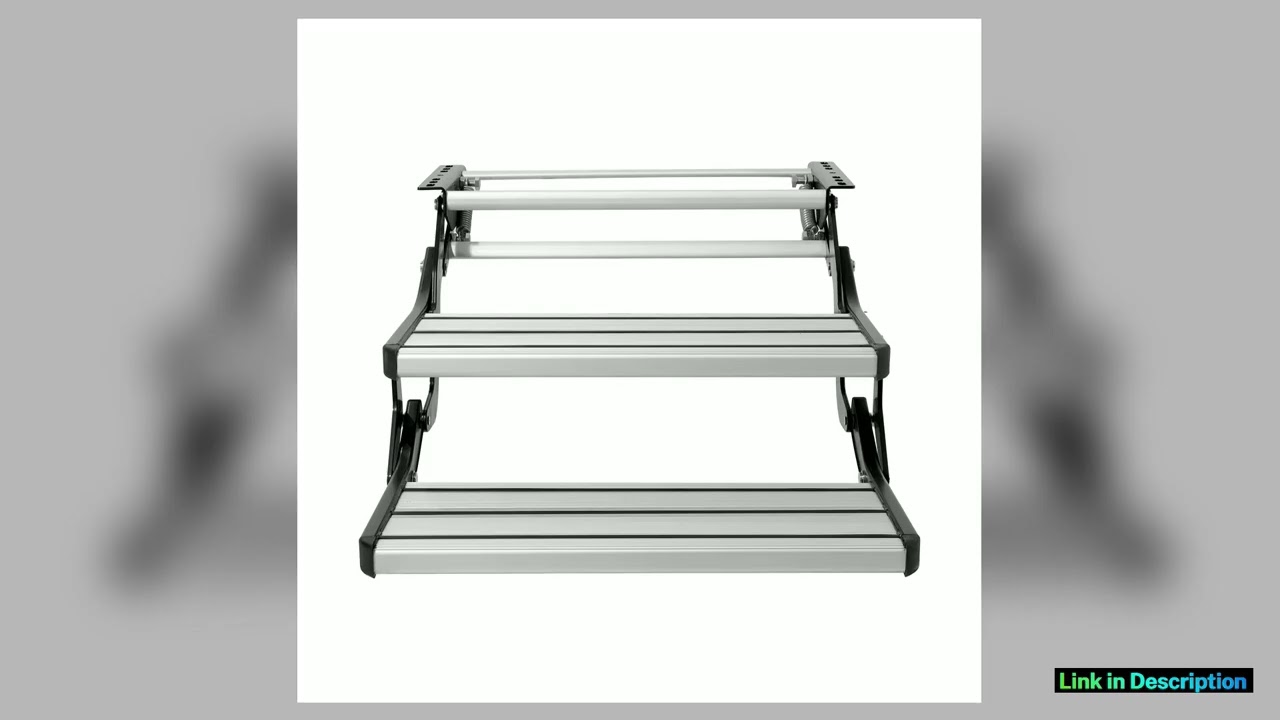 SucceBuy RV Steps 2Step Manual Retractable RV Stairs Foldable 440 LBS Load Capacity Aluminum Alloy