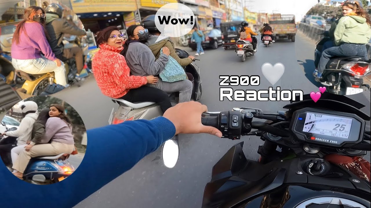 Reving hard my superbike | Cute Girl reaction | Market reaction 2 #cutegirlreaction #z900 #cutegirl