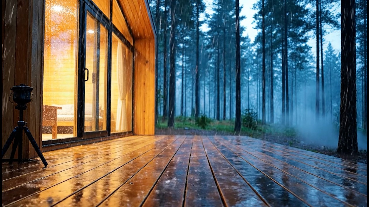 Rainy Night at the Forest Cabin | Calm Rain Sounds for Deep Sleep