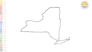 New York Map drawings | Outline drawings | How to draw New York Map step by step #artjanag