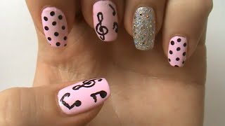 music notes nail art
